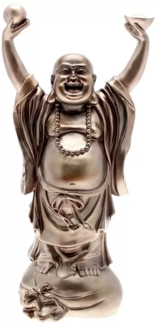 Large Chinese 'Lucky Buddha' Bronzed Happy Buddha Standing Ornament Figurine