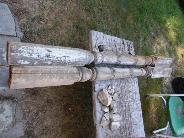 Pair lot of 2 Antique Vintage  Victorian wood  Columns turned Post porch