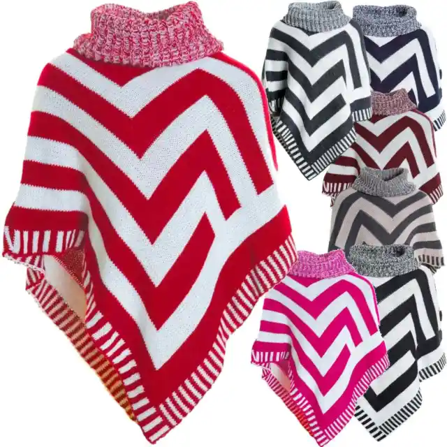 Maglia Poncho Ragazza collo a Scialle Alto Bambini Inverno 20193