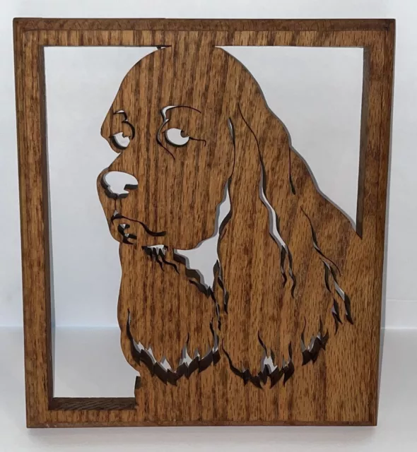 Vintage Carved Wood/Wooden Cut Out Cavalier King Charles Spaniel Wall Hanging