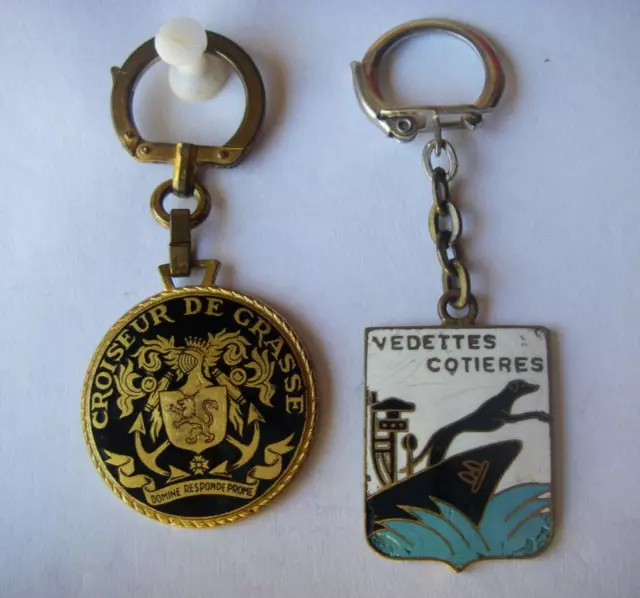 ancien porte clé émaillé MARINE CROISEUR DE GRASSE + VEDETTES COTIERES