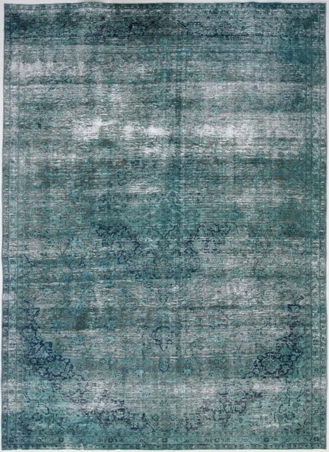 Alfombra Persa Hecha a Mano Vintage Arte Turquesa Color 303CM X 216CM N º 2360