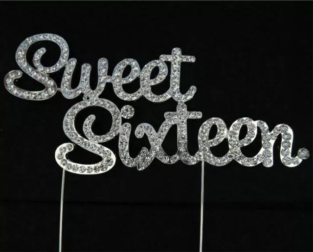 Sweet Sixteen Birthday Cake Topper 16Th Rhinestone Pick Toppers Decoration 16