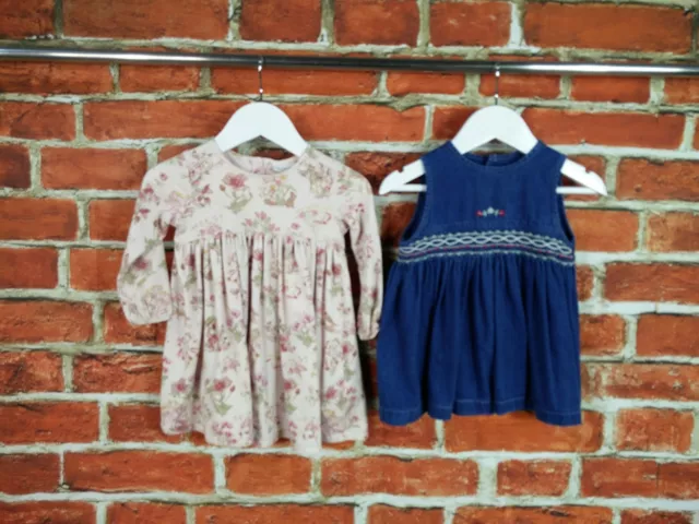 Girls Bundle Age 12-18 Months Next M&S Pinafore Dress Spring Denim Floral 86Cm