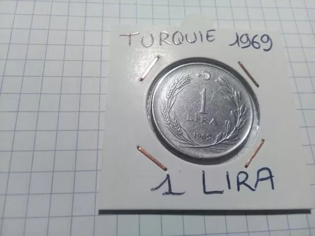 Pieces de monnaie De 1 Lira Année 1969 Turquie TTB