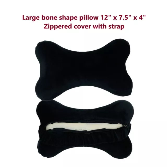 12x7.5x4 Bone Pillow Neck Head Rest Memory Foam Travel Trip Posture Support Blk