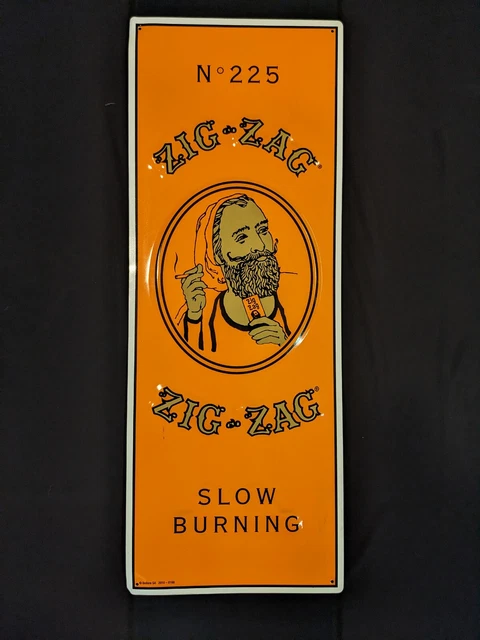 Zig-Zag EMBOSSED Metal TOBACCIANA Large Rolling Papers Slow Burning #225 Sign