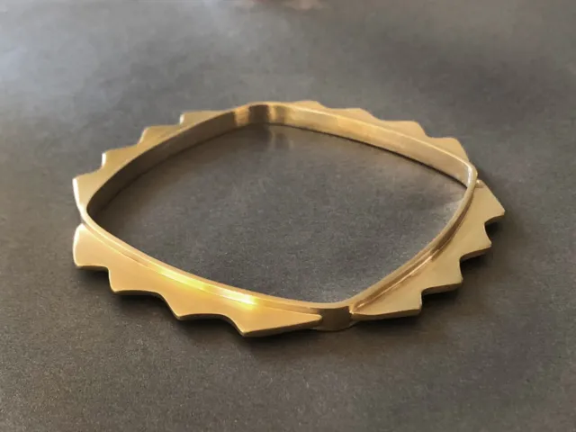 Gold plated Chunky Bangle Bracelet, New brushed finish angular design 