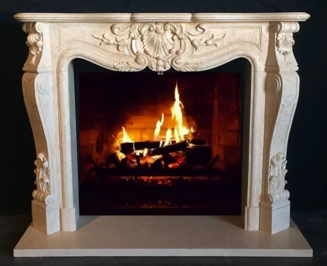 Hand Carved FRENCH Limestone mantle - Limestone Mantel