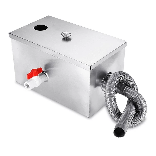 Commercial 8lb Grease Trap Interceptor Stainless Steel Oil Water Separator 5GPM
