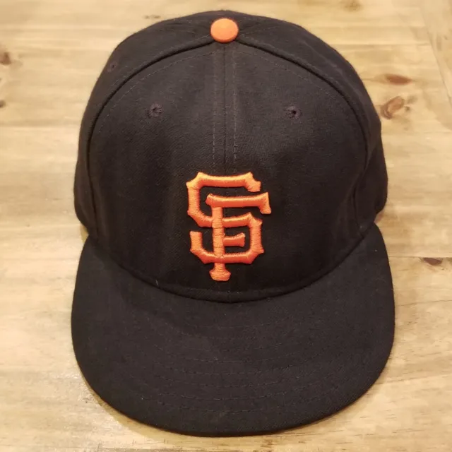 San Francisco Giants Hat Cap New Era Size 7 1/2 Fitted Black On Field Made USA