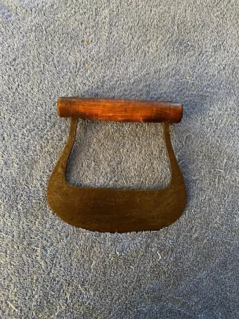 Primitive Antique vintage old wrought iron metal wood food chopper