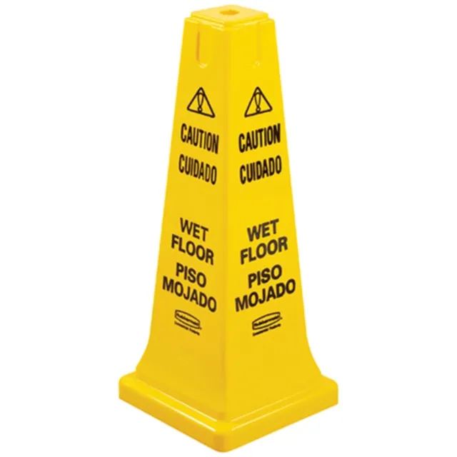 Wet Floor Safety Cone - 4-Sided Multilingual Cone (1 Each)