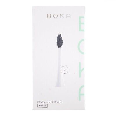Paquete de 2 cabezales de cepillo de dientes de repuesto Boka - blanco carbón activado - NUEVOS