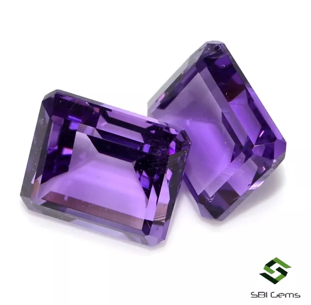 12x10 mm Natural Amethyst Octagon Cut Pair 13.24 Cts Top Purple Shade Gemstones