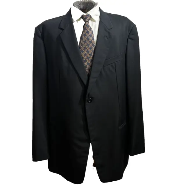 Armani Collezioni Italy Sz 46L Black 100% Wool Mens Blazer Sport Coat Jacket
