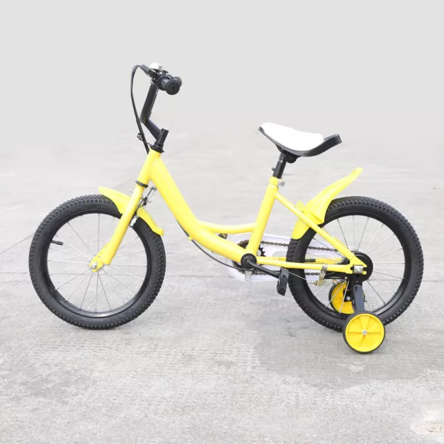 16 Zoll Kinderfahrrad Kinderrad Junge Mädchen Fahrrad Gelb Mit Hilfsrad NEU