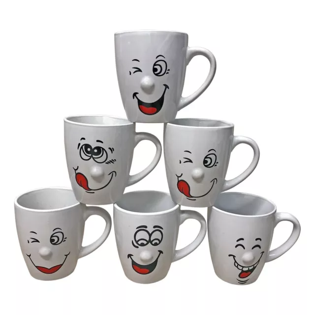 Kaffeebecher 6 Stück Gesicht Kaffeetassen 200ml aus Keramik Kaffee Becher Tassen