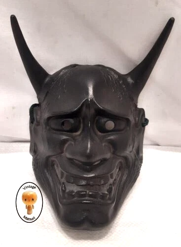 Vintage Japanese Cast Metal Mask Devil Lucifer Hand Made Unique Display #14