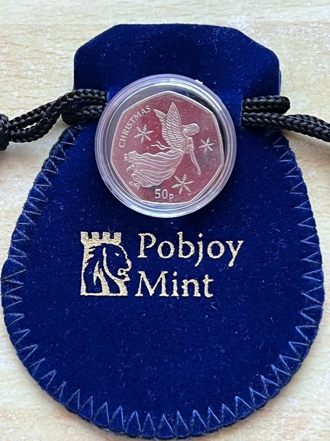 2012 Isle of Man Christmas 50p ✨ Nativity Angel  Coin ✨ Pobjoy Mint Bell Pouch ✨