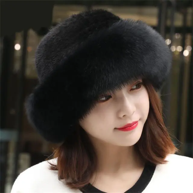 Womens Fur Hat Russian Ushanka Trapper Hat Winter Warm Cossack Ski Cap Ladies