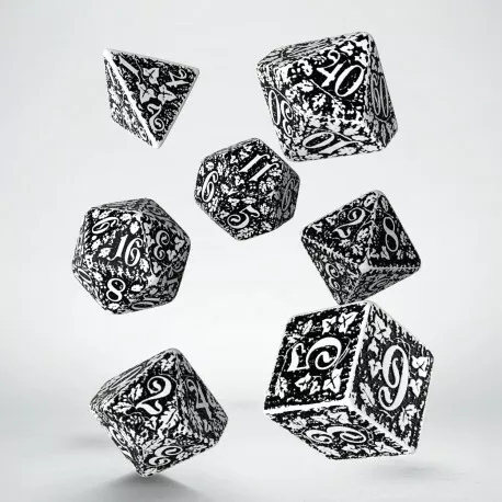 Forest 3D White & black Dice Set (7) - Q-Workshop