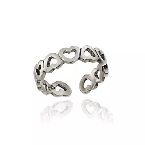 925 Silver Filigree Open Hearts Toe Ring