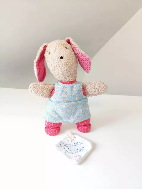 Peluche/Doudou Lapin Beige Rose Rouge Robe Bleue Fleurs Marguerites - Sigikid