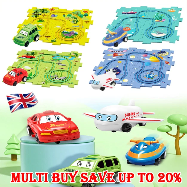 DIY Assembling Electric Trolley,Children's Educational Puzzle Track Car Play Set