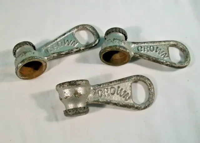Lot Of 3 Antique Metal Crown Knock Down Bottle Cappers, 1905
