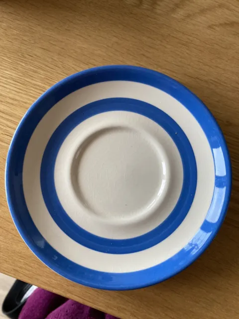 T G Green Cloverleaf cornishware blue saucer, 6” diameter