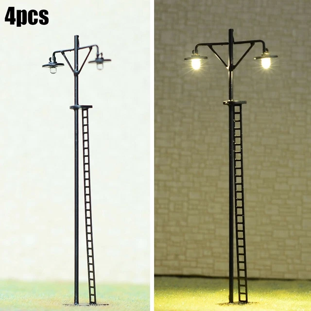 4Pcs HO Scale LED-Yard-Light Model Train Railroad Street Station Lamp Post New