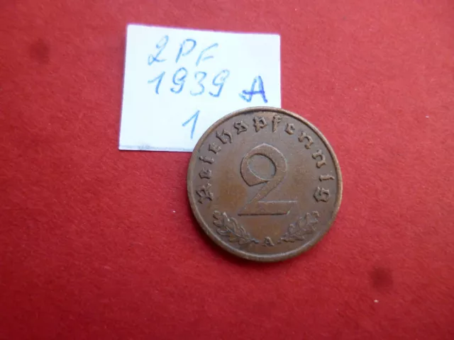 2 Reichspfennig Kupfer 1939 A Deutschland