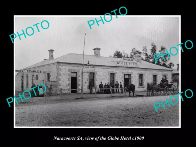 OLD LARGE HISTORIC PHOTO OF NARACOORTE SA VIEW OF THE GLOBE HOTEL c1900