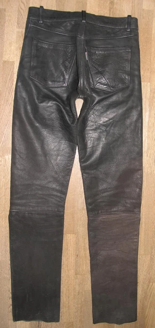 " Enjoy " D'Homme Jean en Cuir/ Nubuque Pantalon en Cuir en Noir W30 " / L34 "