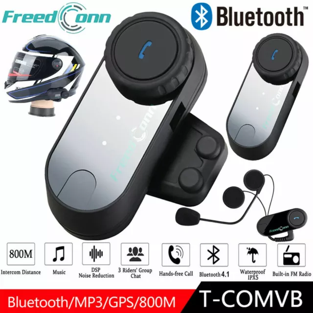 T-Com Vb Impermeabile Casco Da Moto Auricolare Interfono Bluetooth Radio Fm wis