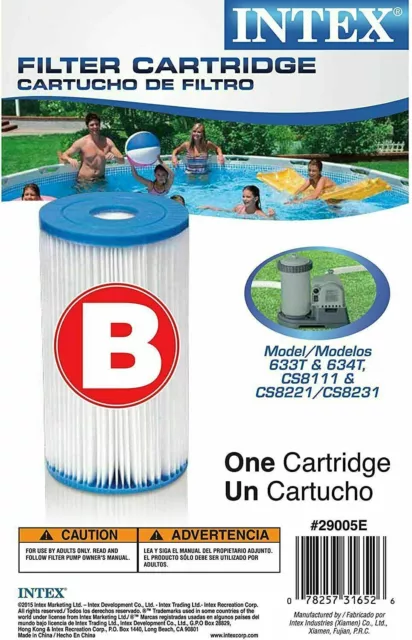 Intex 29005E Type B Replacement Swimming Pool Filter Cartridge