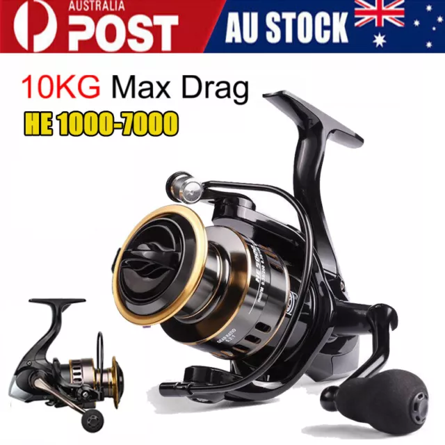 NEW Fishing Reel HE1000-7000 Max Drag 10kg High Speed Metal Spool Spinning Reel