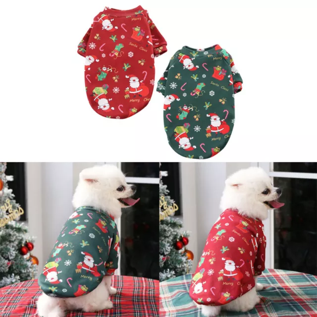 Christmas Pet Dog Warm Coat Jacket Jumper Sweater Winter Clothes Puppy Vest UK