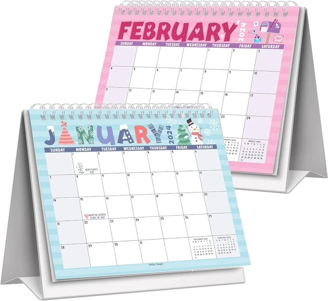 DOODLE SMALL DESK Calendar 2024 Standing Flip Small Desktop Calendar