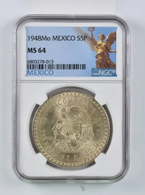 1948 MEXICO 5 Pesos NGC MS64 *438