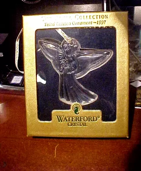 1997 Waterford Crystal THIRD 3rd Edition ANGEL WITH HARP Christmas Tree Ornament