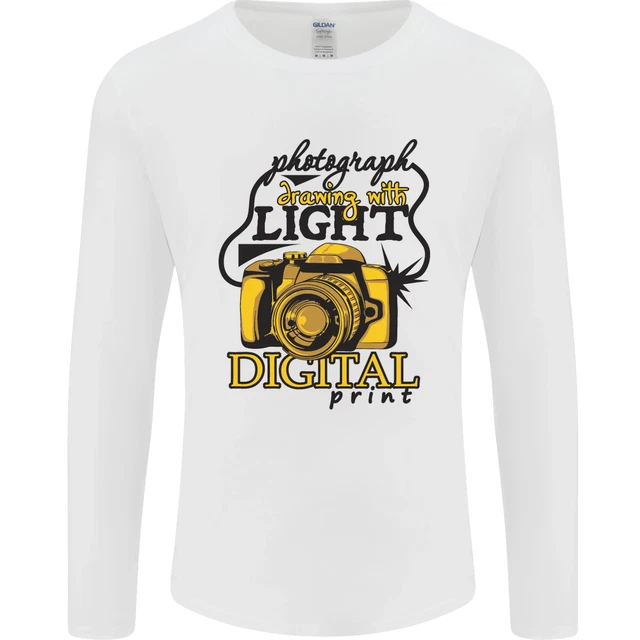 T-shirt uomo a maniche lunghe disegno fotografico con fotografo leggero