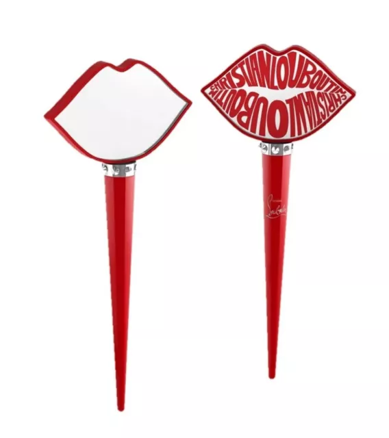 CHRISTIAN LOUBOUTIN Red Lip Mirror Novelty Two-Sided Hand Mirror NEW with Box
