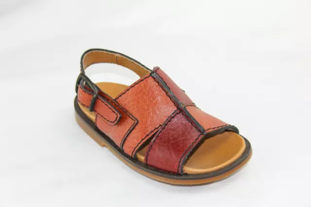 Bambini Ragazzi Sandali Tgl 25 Marrone Scuro Cuoio Wörishofer Vero Vintage 70er