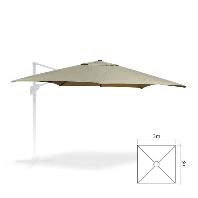 Telo Di Ricambio Per Ombrellone Rotondo 3x3 Mt - Beige, 6 Stecche, Poliestere Impermeabile 180gr (Solo Telo Superiore) - 3
