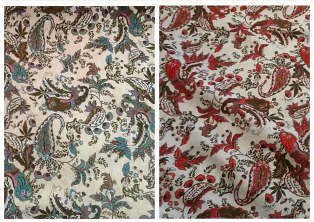 PRINTED LINEN DRESS fabric paisley floral design blend 130cm or 52 inch ...