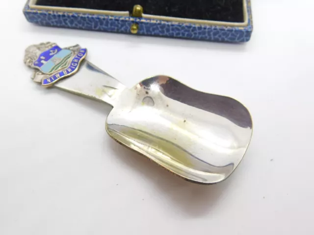 Silver Plated & Enamel New Brighton Tea Caddy Spoon Antique c1920 Art Deco 3