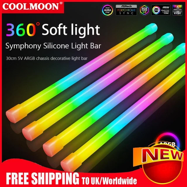 COOLMOON Y360 5V ARGB PC Case LED Light Bar 3PINx2+4PIN Desktop Computer Lamps