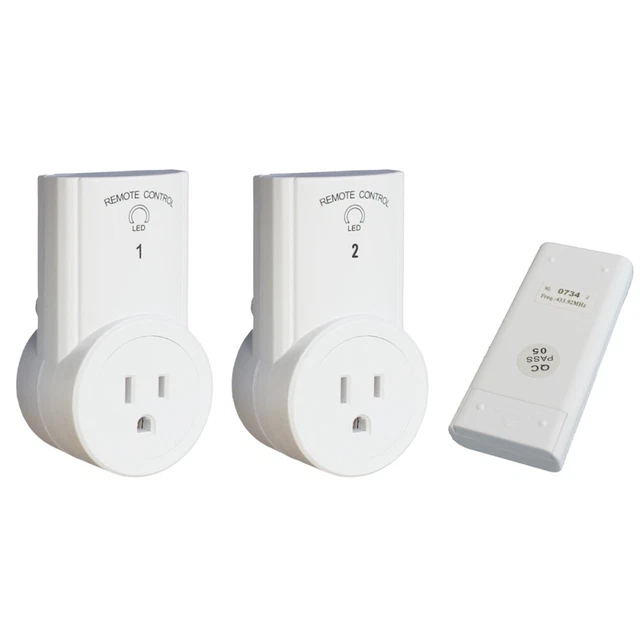 Prise de commutateur de télécommande 2PCS avec 1 télécommande 10